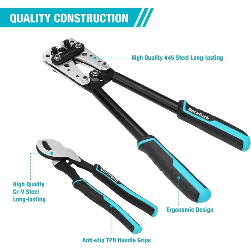 Battery Cable Lug Crimping Tool with Wire Cutter AWG 10 8 6 4 2 1/0