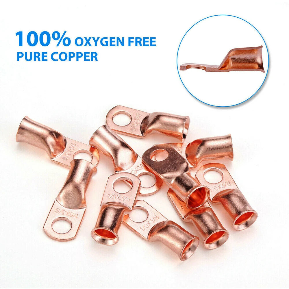 20pcs 1/0 AWG Gauge Copper Lug Terminals w/ Black & Red Heat Shrink